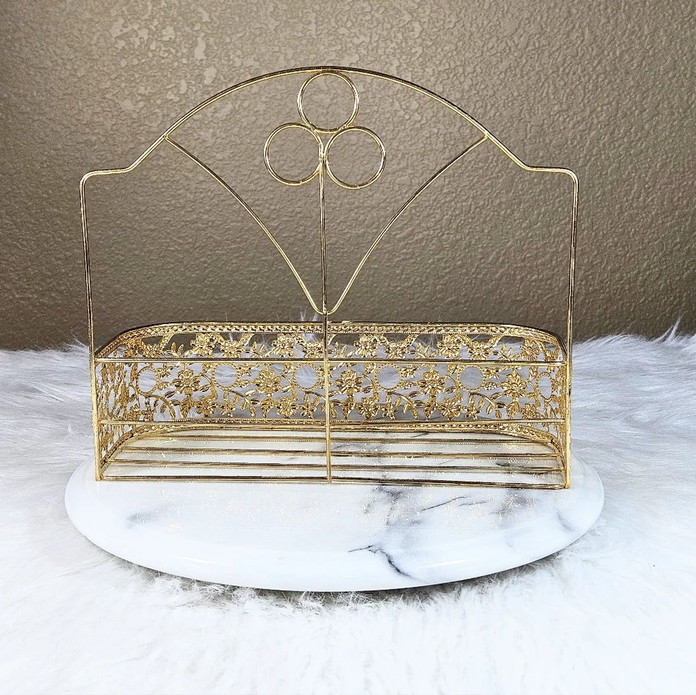 Regency Gold Metal Filigree Wall Shelf Holder